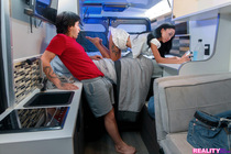 A stepson knocks on his stepsister's door, leading to a passionate and intense encounter where they fuck and explore their desires, making the most of their time alone together.